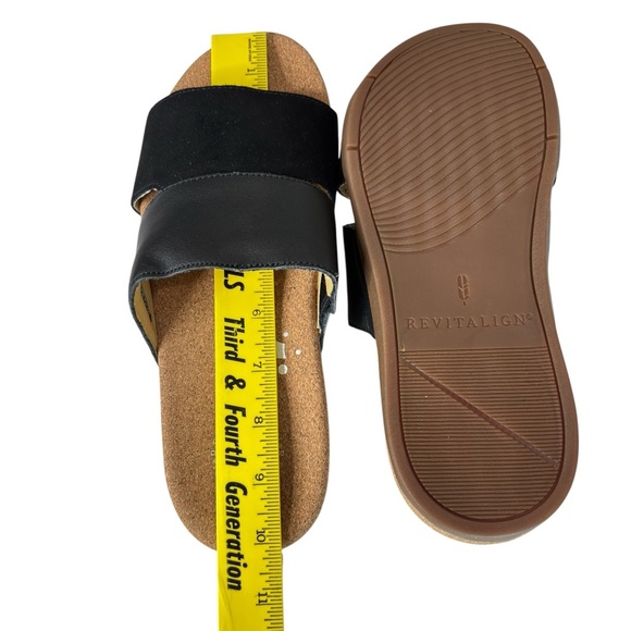 Revitalign Basque Orthotic Black Slide Sandals Cork Footbed Comfort Shoe Sz 9 B - Picture 12 of 14